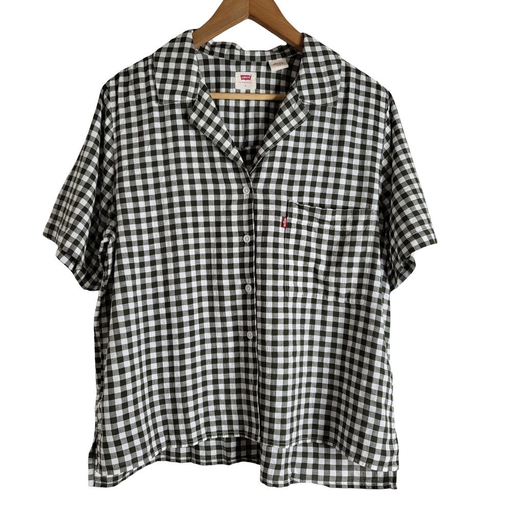 Levi's Olive and White Checkered Button Down Shirt